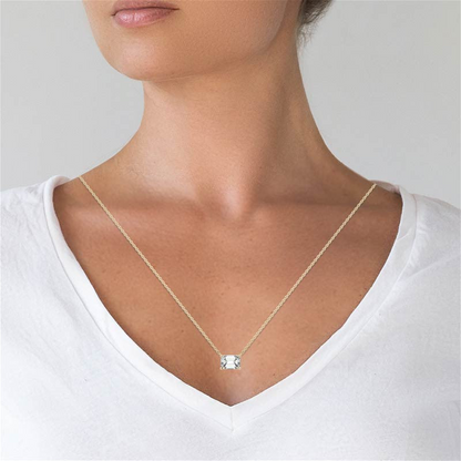 Lab-grown emerald-cut diamond solitaire pendant with 2.00 CTW in 14K white or yellow gold, featuring a sleek, elegant design.