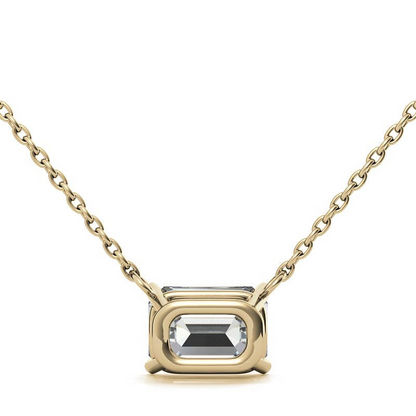 Lab-grown emerald-cut diamond solitaire pendant with 2.00 CTW in 14K white or yellow gold, featuring AGI certification.