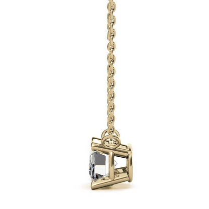 Start2Finish 2.00 CTW lab-grown emerald-cut diamond solitaire pendant in 14K white or yellow gold, showcasing the elegant jewelry piece.