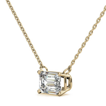 Lab-grown emerald-cut diamond solitaire pendant with 2.00 CTW in 14K white or yellow gold, featuring a sleek, elegant design.