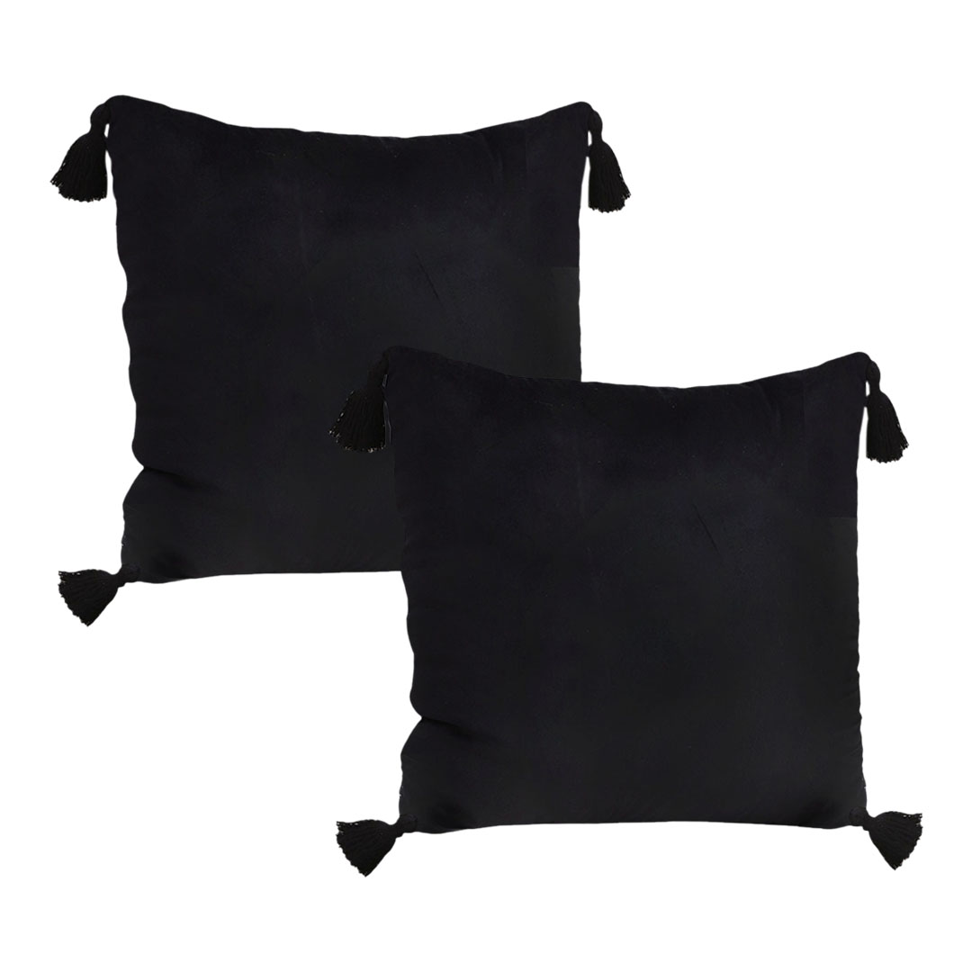 Black vintage butterfly tassel throw pillow from SOGA, featuring decorative tassels and a stylish design for home decor.