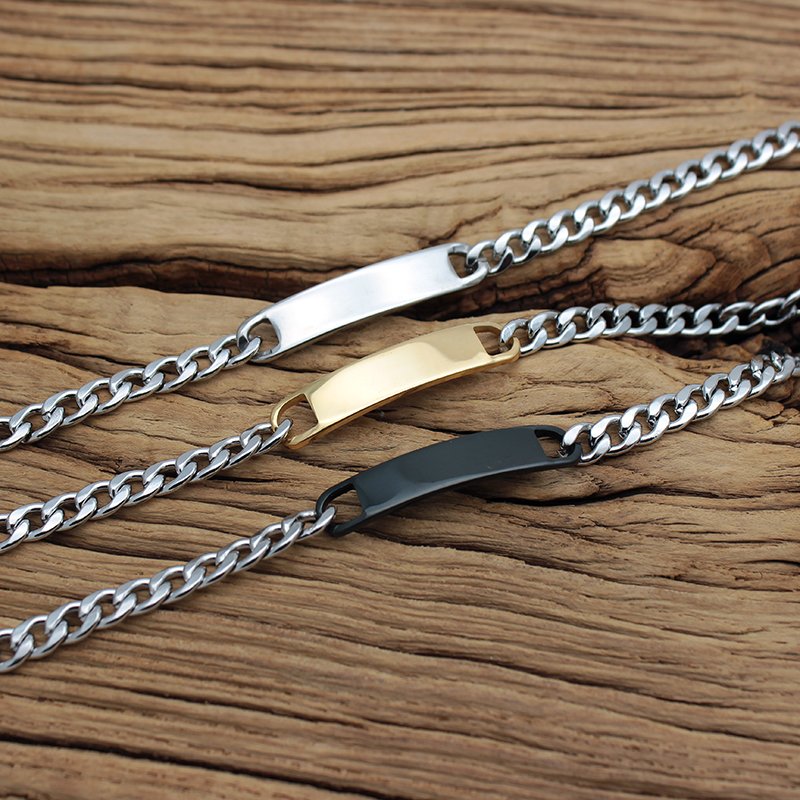Personalized steel chain bracelet by Fuchsia Molly featuring a sleek design and adjustable clasp, perfect for everyday wear.