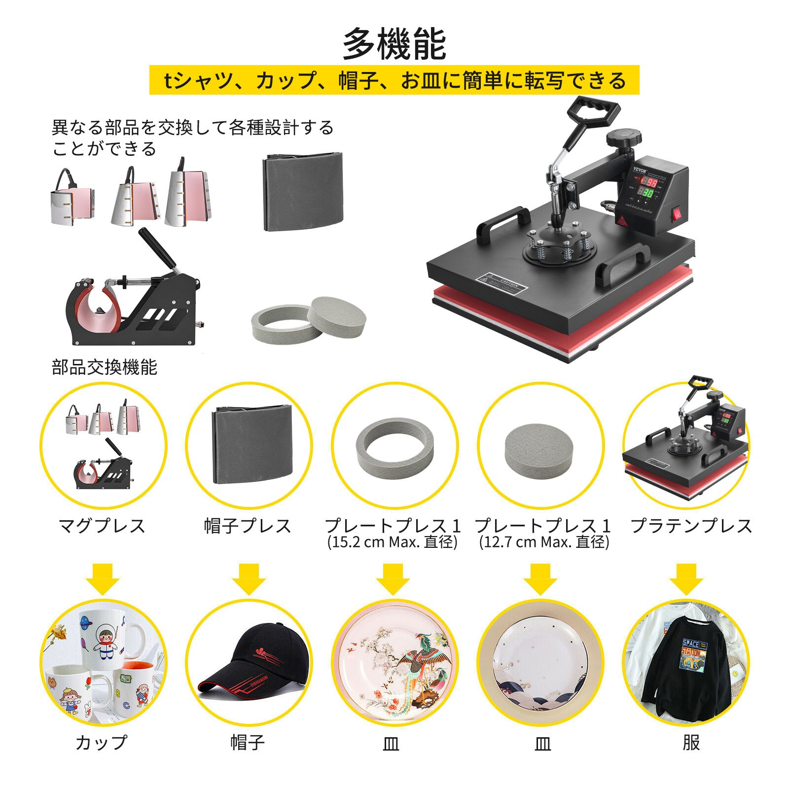 Start2Finish VEVOR 8-in-1 15x15 inch heat press machine with swing-away design for sublimation, vinyl, and heat transfer projects.