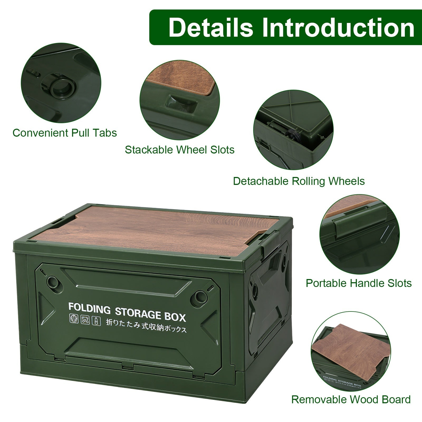 Pear Daisy folding storage bin, collapsible and stackable organizer box for camping and home use, in neutral fabric with handles.