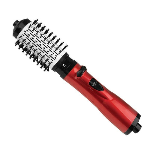 Maroon Asteria two-in-one constant hot air automatic hair comb for styling and drying hair, with a sleek design and control buttons.