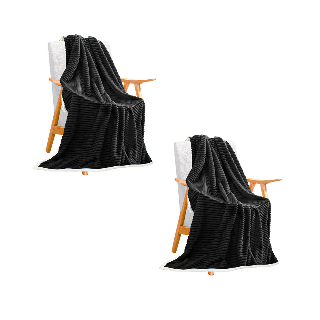 Start2Finish SOGA 2X Black Throw Blanket laid on a cozy sofa, showcasing soft, plush fabric for home comfort and style.