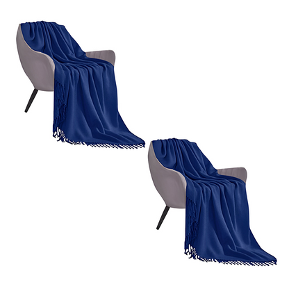 Royal blue acrylic throw blanket from SOGA by Start2Finish, shown draped over a cozy sofa for home decor.