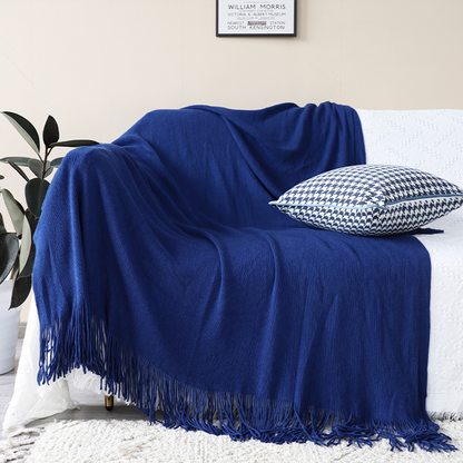 Royal blue acrylic throw blanket from Start2Finish’s SOGA 2X collection, displayed folded with soft, cozy fabric visible.