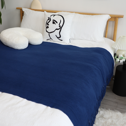 Royal blue acrylic throw blanket from SOGA, cozy home accessory with soft textured fabric, ideal for home decor and comfort.