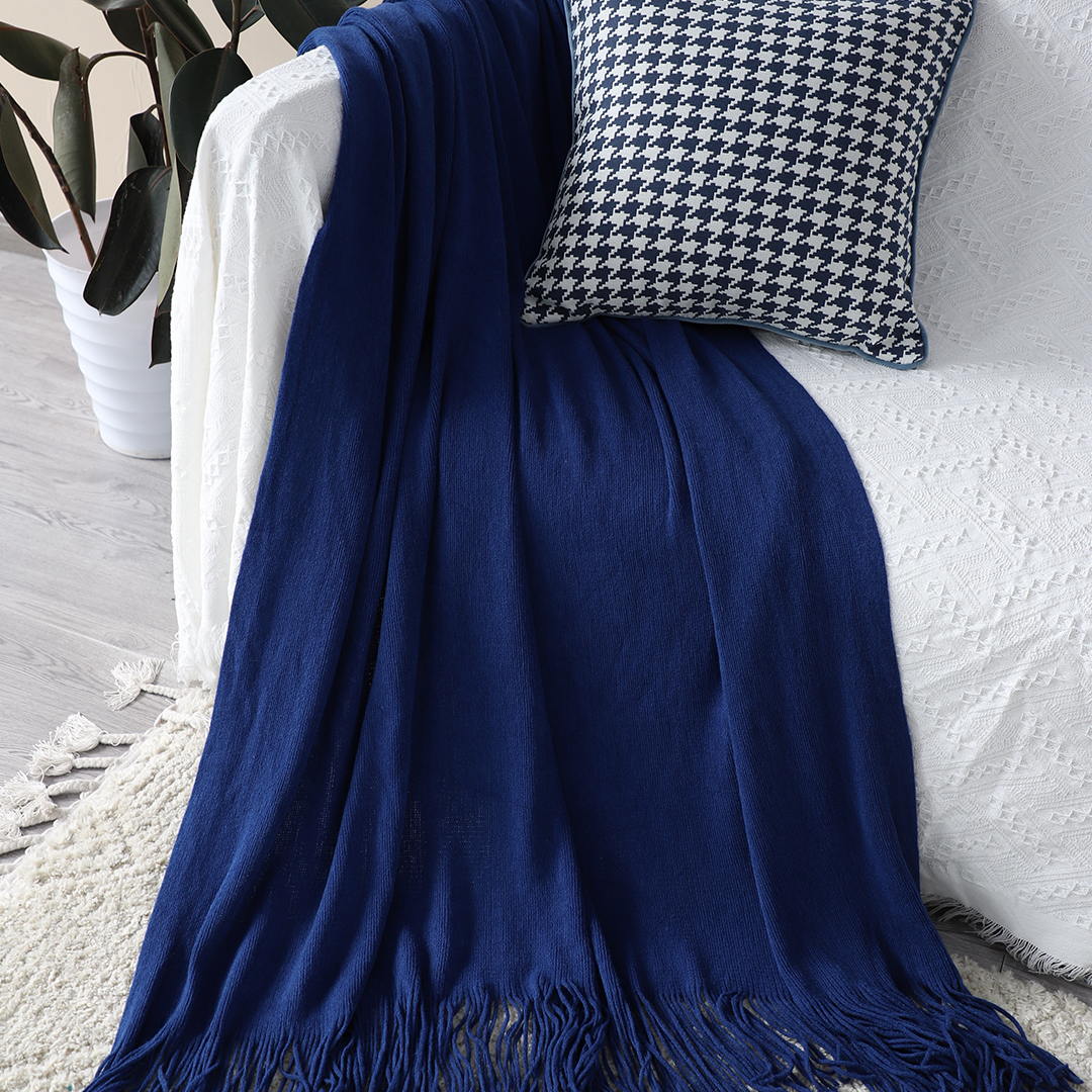 Royal blue acrylic throw blanket from Start2Finish&