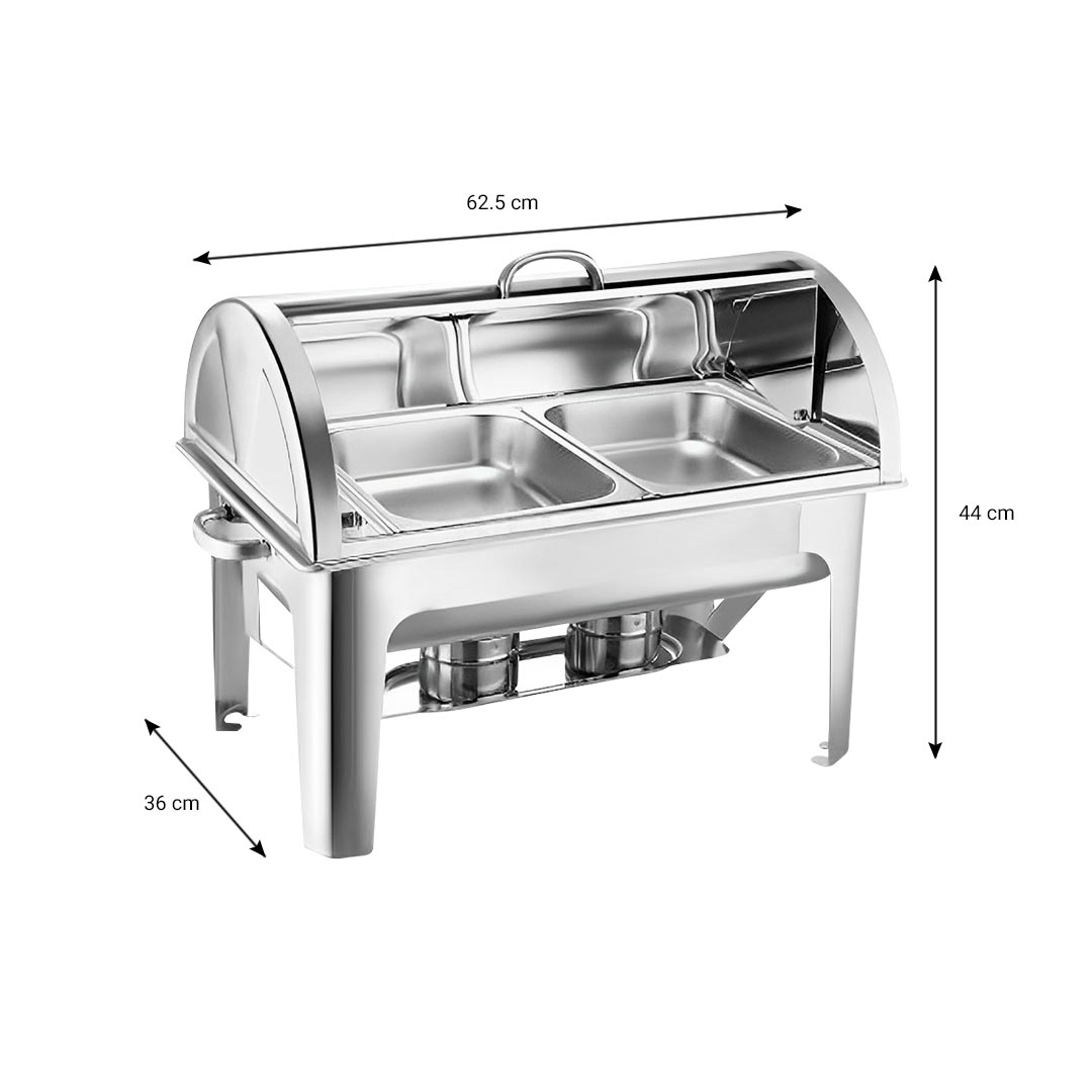 Start2Finish SOGA 4x 1.19-gallon chafing dish with dual tray top, stainless steel home serving food warmer and buffet server.