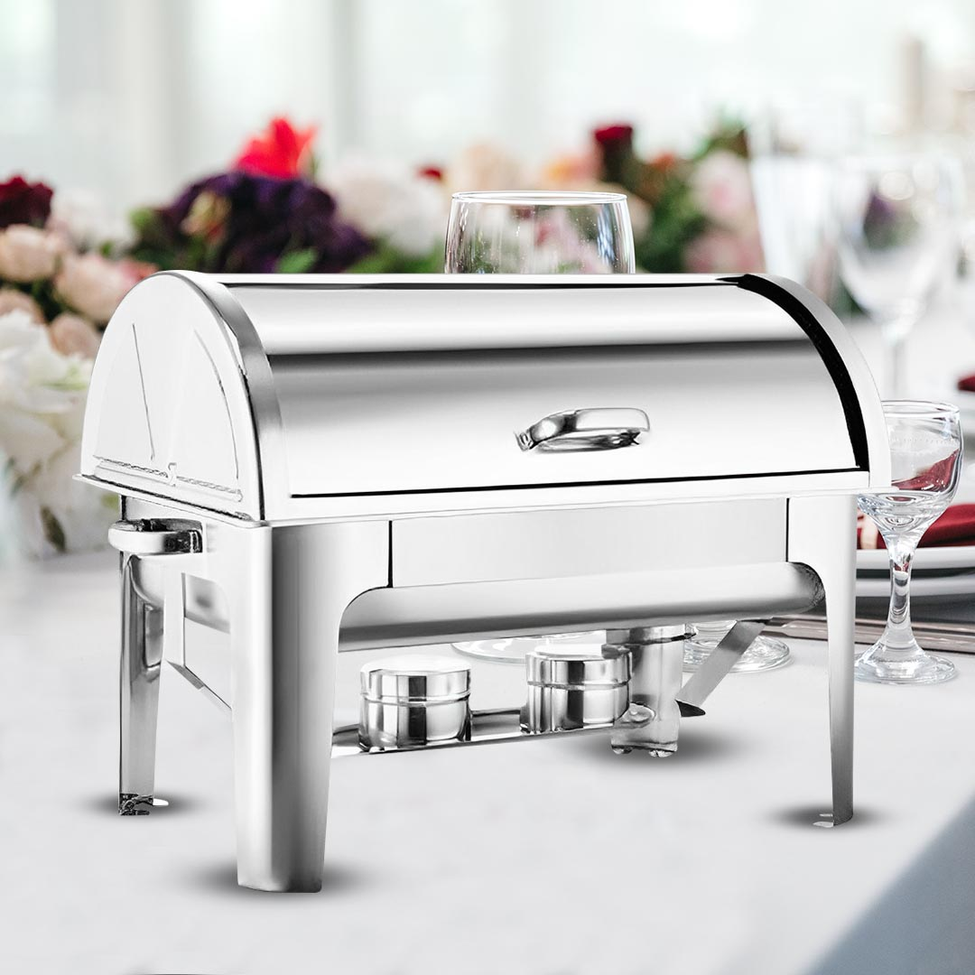 Start2Finish SOGA 4x 1.19-gallon chafing dish with dual tray top, ideal for home buffet serving and food presentation.