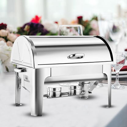 Start2Finish SOGA 4x 1.19-gallon chafing dish with dual tray top, ideal for home buffet serving and food presentation.