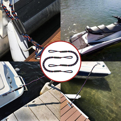Pink Iolaus 2-piece bungee dock line set for marine mooring, ideal for pontoon boats and kayaks, with durable nylon construction.