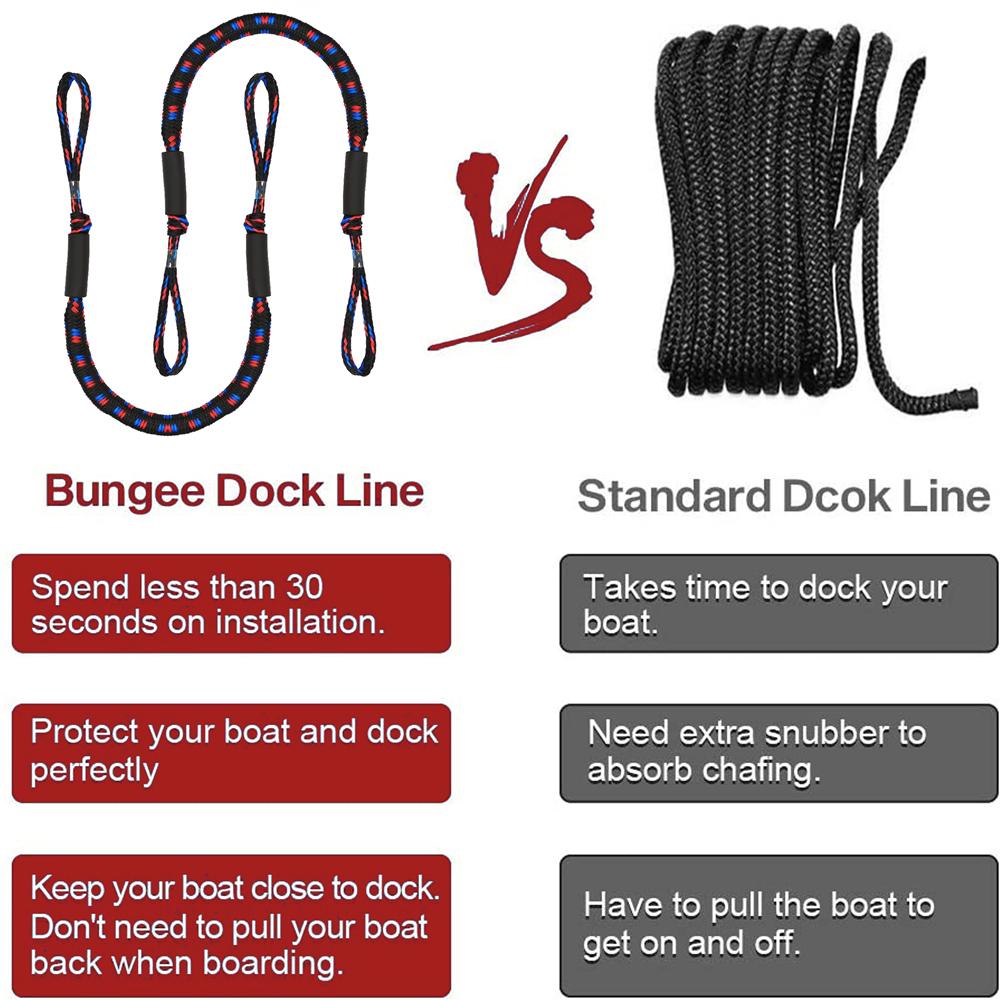 Pink Iolaus 2-piece bungee dock lines for marine mooring, ideal for pontoon and kayak mooring, outdoor sports and boating.