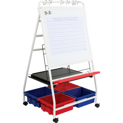 Set of four blue NPS® 800 Series lightweight plastic folding chairs by Start2Finish, shown folded and unfolded for seating.