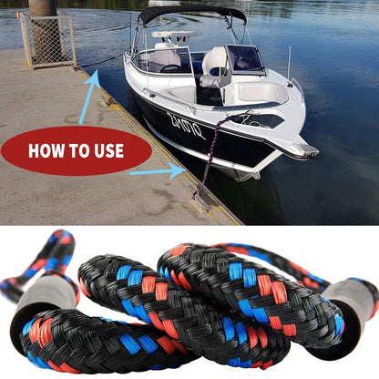 Pink Iolaus 2-pack bungee dock lines for marine mooring, ideal for pontoon boats and kayaks, with durable elastic and secure hooks.