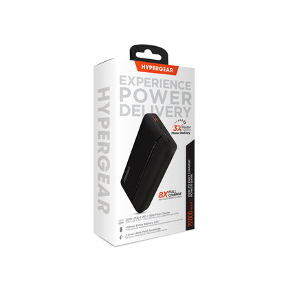 Sky Iapetus HyperGear 20000mAh power bank with 20W PD and USB ports for mobile and laptop charging.