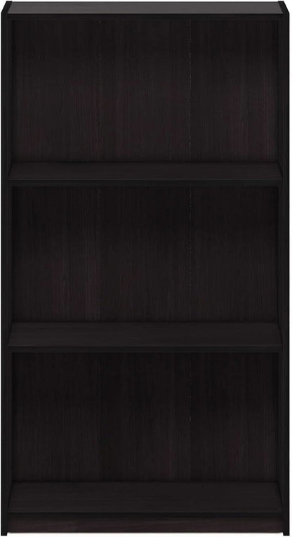 Threefold Tier Bookcase Storage Systems Dark Walnut