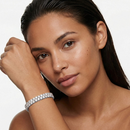 Start2Finish AGI Certified 10 CTW round lab-grown diamond double row tennis bracelet in 14k white gold over sterling silver