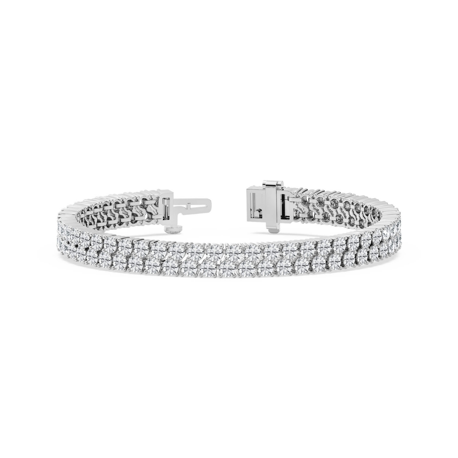 Start2Finish AGI Certified 10 CTW round lab-grown diamond double row tennis bracelet in 14k white gold over sterling silver