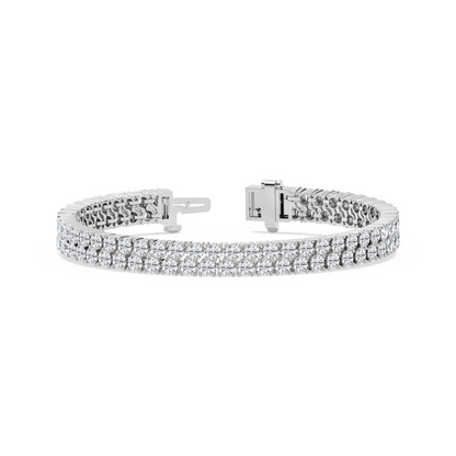 Start2Finish AGI Certified 10 CTW round lab-grown diamond double row tennis bracelet in 14k white gold over sterling silver