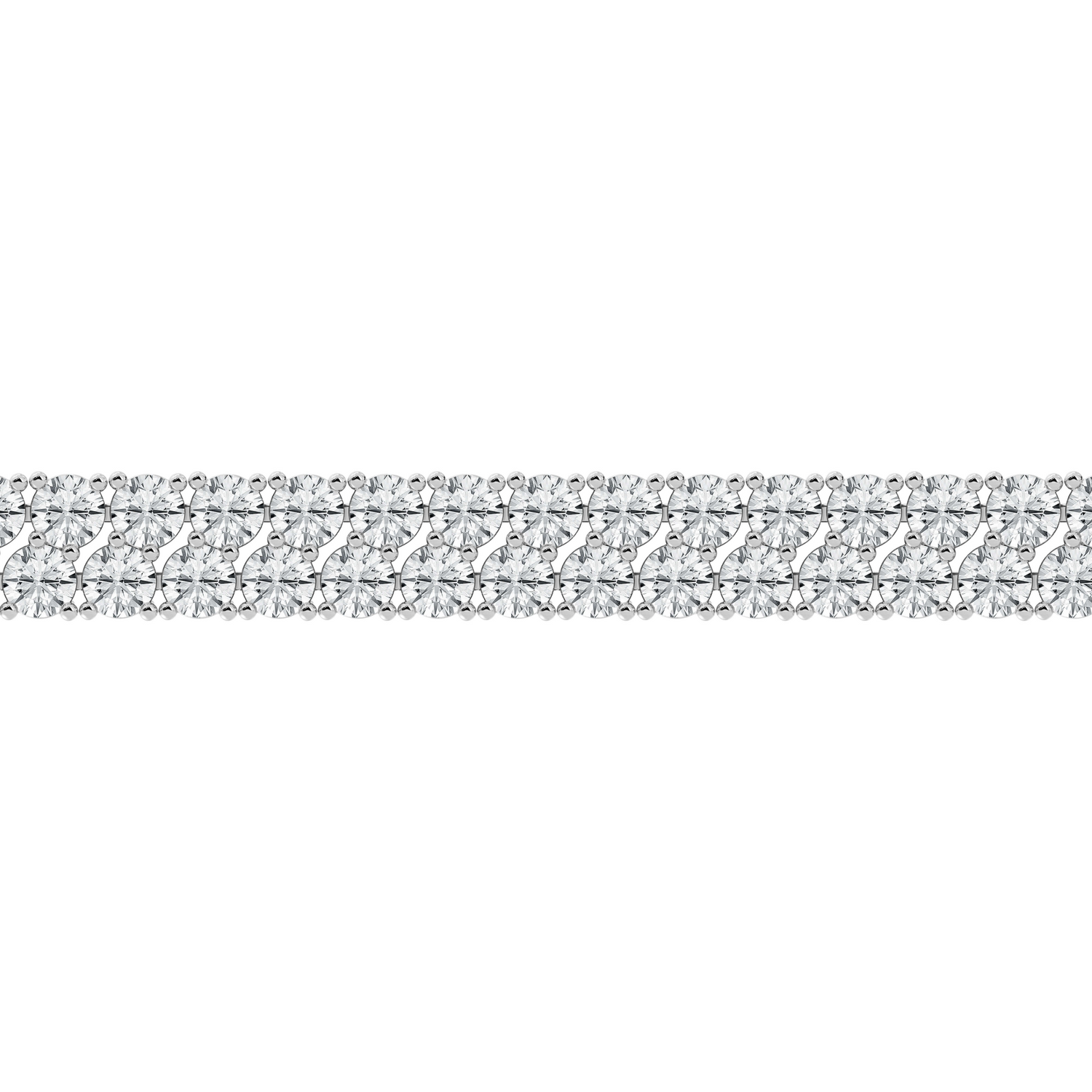 Start2Finish AGI Certified 10 CTW round lab-grown diamond tennis bracelet in 14k white gold over sterling silver with double row offset design.