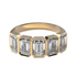 AGI Certified 3.50 CTW emerald cut lab-grown diamond five-stone bezel set band in 14k gold, showcasing sparkling diamonds.