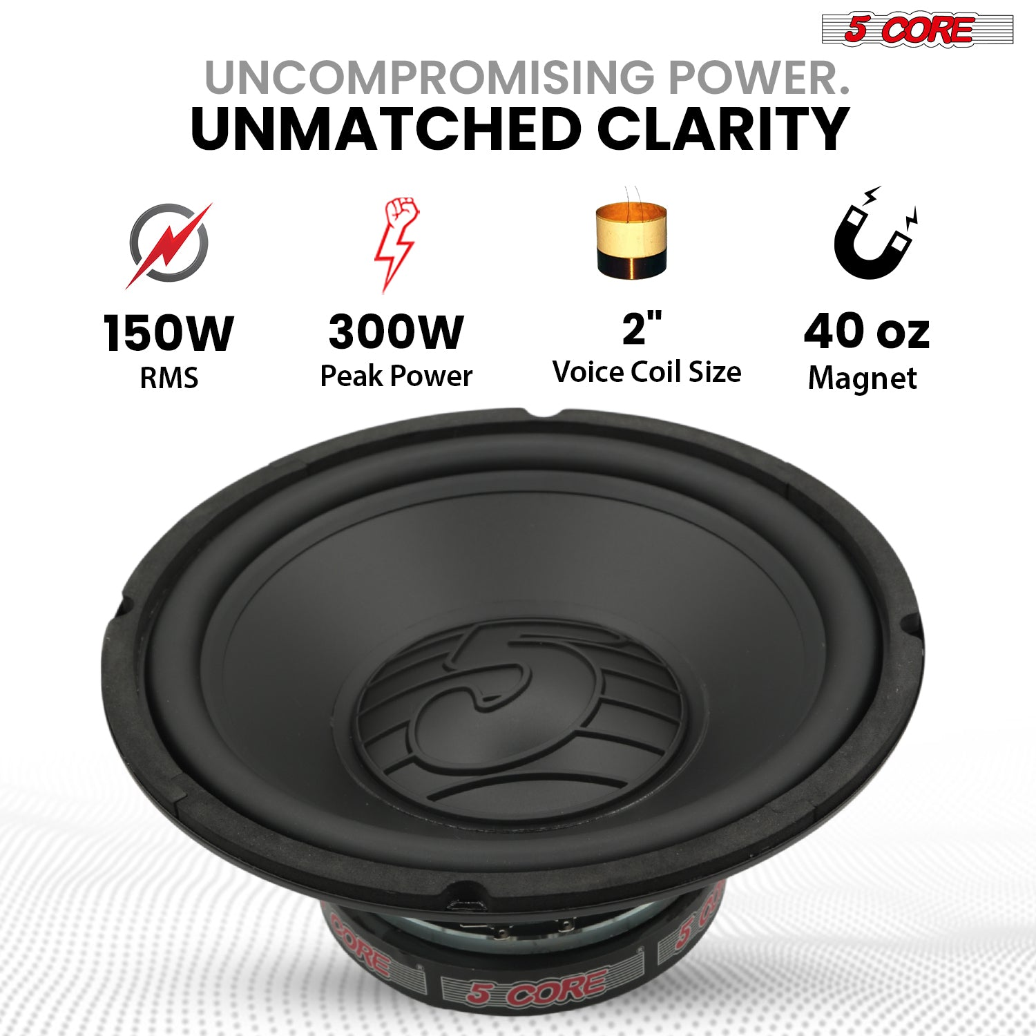 Start2Finish 10-inch 5-core car subwoofer pair with 300W power, deep bass, 4 ohm loud speakers for vehicle audio upgrade