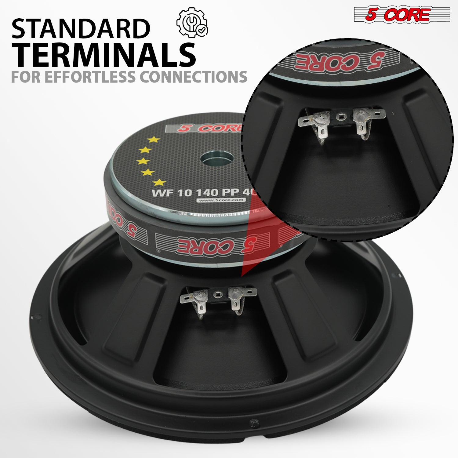 Pair of Start2Finish 10-inch 300W automotive subwoofers with deep bass, 4 ohm impedance, and sturdy speaker cones for vehicle sound system