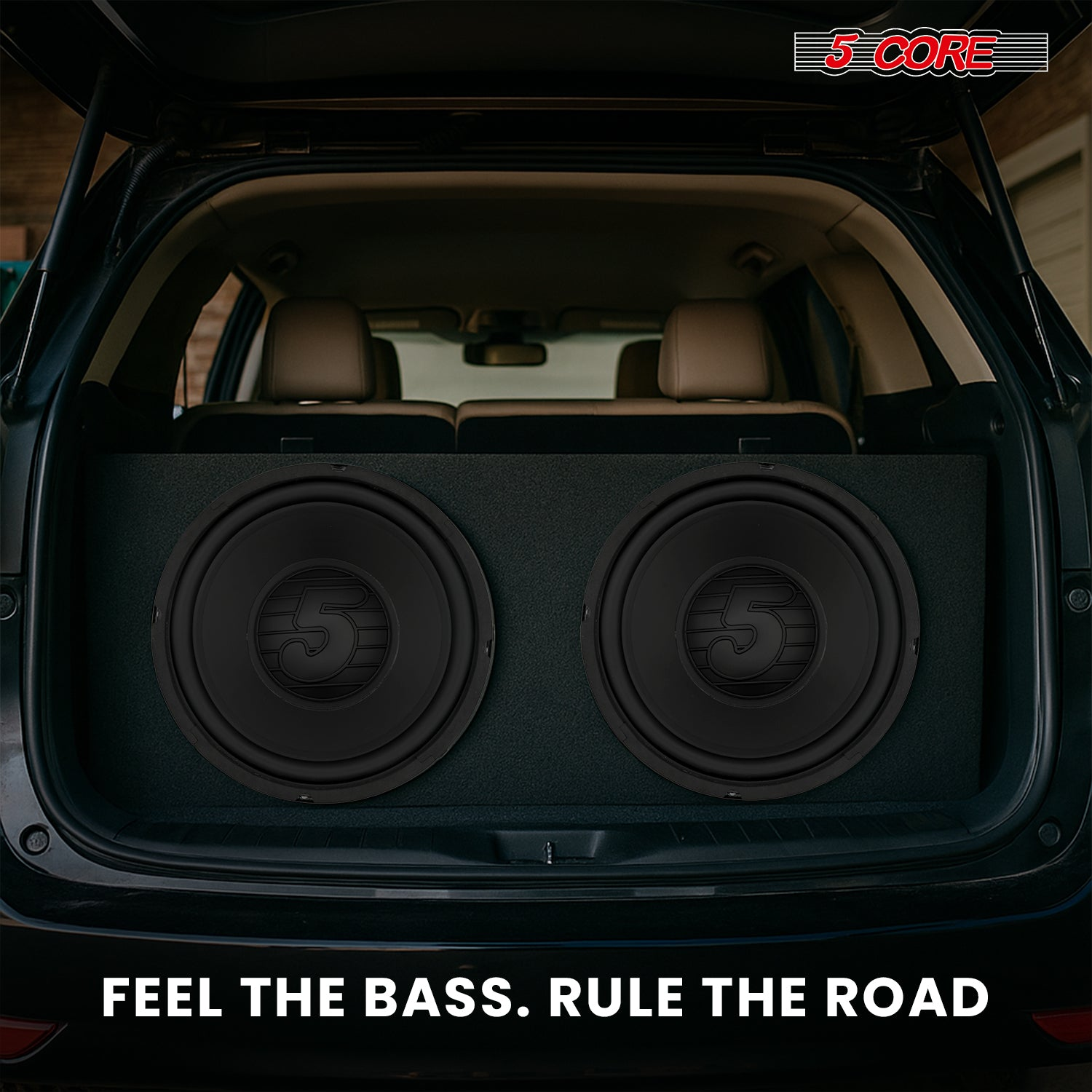 Pair of 10-inch Start2Finish 300W automotive subwoofers with deep bass, 4-ohm car speakers for vehicle sound system upgrade