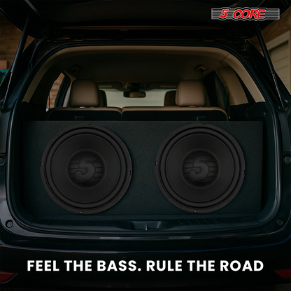 Pair of 10-inch Start2Finish 300W automotive subwoofers with deep bass, 4-ohm car speakers for vehicle sound system upgrade