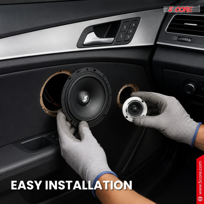 Start2Finish 5 core mid-range car speaker package with 2x 6.5-inch midrange speakers and 2 aluminum bullet tweeters for automotive audio.