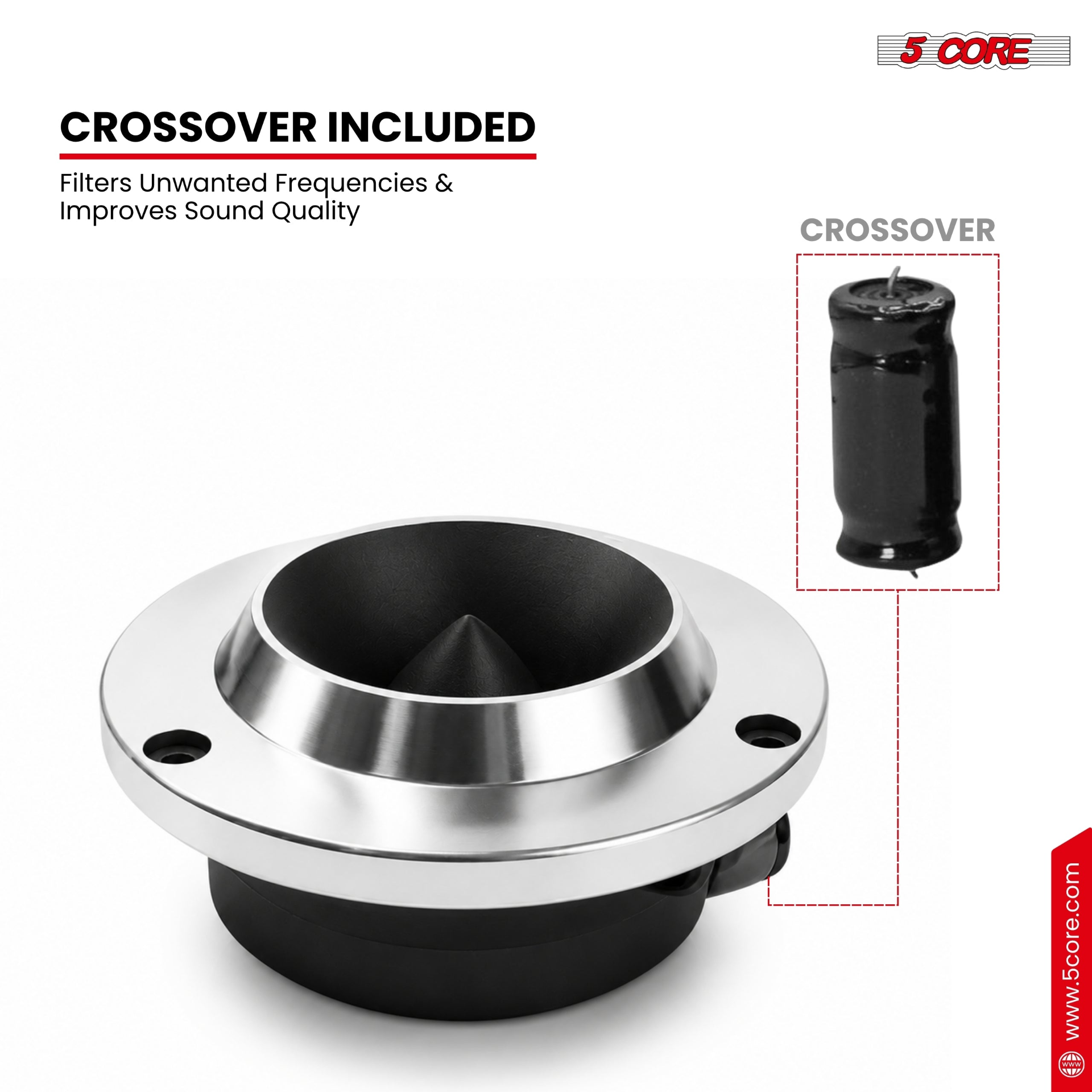 Start2Finish 5 Core Mid Range Car Speaker Package with 6.5-inch midrange speakers and 1-inch aluminum bullet tweeters for automotive audio.