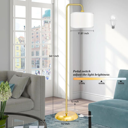 LED Floor Lamp With 3 Color Temperatures Gold Finish