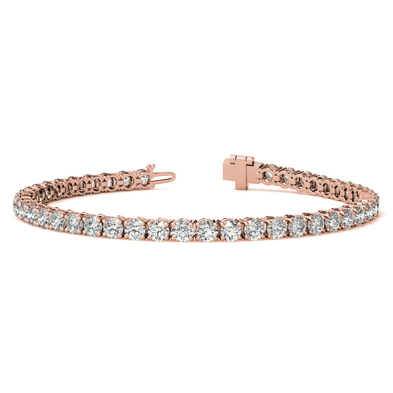 Start2Finish 8ctw created sapphire tennis bracelet with 3mm stones in 14K gold overlay, available in white, yellow, or rose gold.