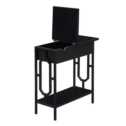Start2Finish Omega flip top end table with built-in charging station, featuring a sleek design and functional surface for convenience.