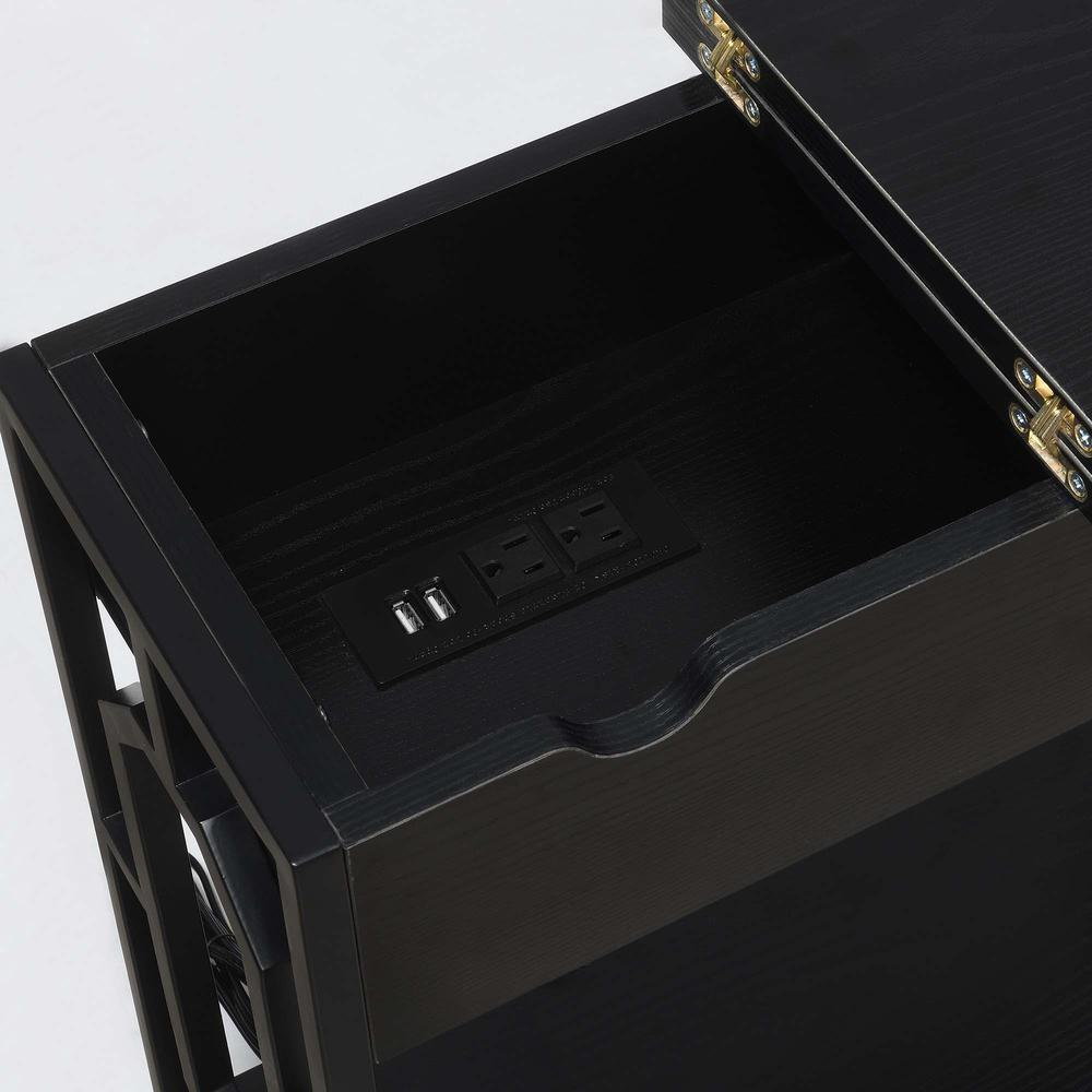 Omega Flip Top End Table with Charging Station by Start2Finish, featuring a modern design with a flip-top surface and integrated charging ports.