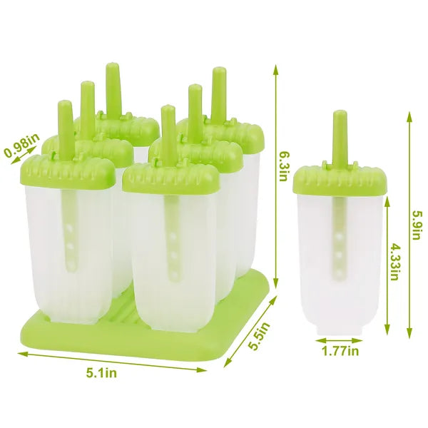 Set of 6 reusable Pear Daisy popsicle molds for DIY ice cream and ice bars, made of durable plastic for home use.