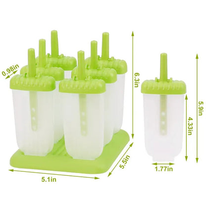 Set of 6 reusable Pear Daisy popsicle molds for DIY ice cream and ice bars, made of durable plastic for home use.