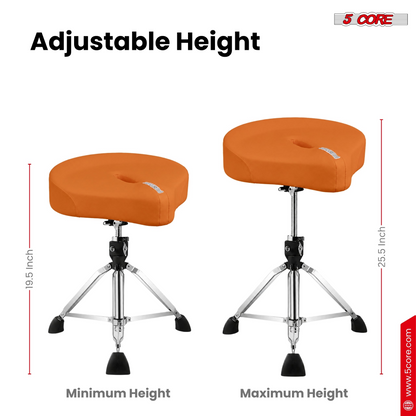 Start2Finish 5 core drum throne with adjustable height and 4.5-inch padded seat, perfect for drummers and musical instruments.