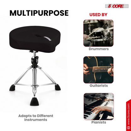 Start2Finish 5 core drum throne with 4.5-inch padded stool, adjustable drummer chair for musical instruments.