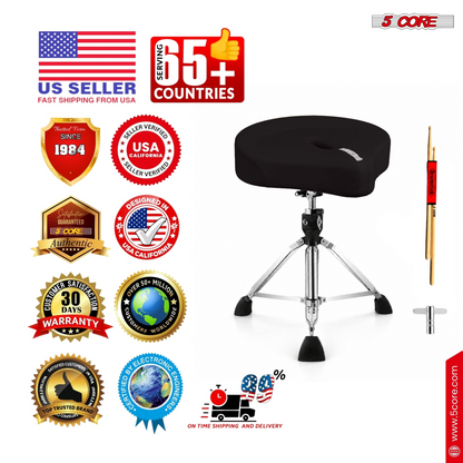 Start2Finish 5 Core Drum Throne with adjustable height and 4.5-inch padded seat for comfortable drumming practice