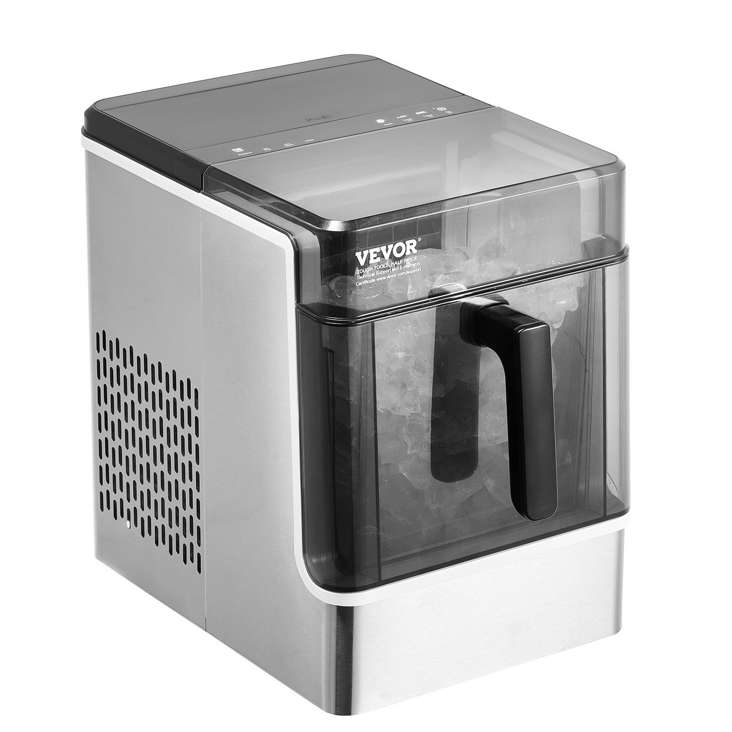 Start2Finish VEVOR countertop ice maker producing 32 ice cubes in 15 minutes with 3 size options for home, office, or party use.