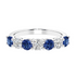Start2Finish 14K gold over sterling silver 7-stone eternity ring with blue sapphires and lab-grown diamonds, alternating design.