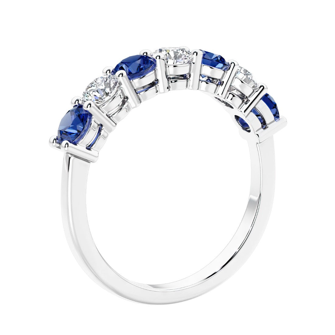 AGI Certified 2.00 CTW blue sapphire and lab-grown diamond eternity ring band in 14K gold over sterling silver.