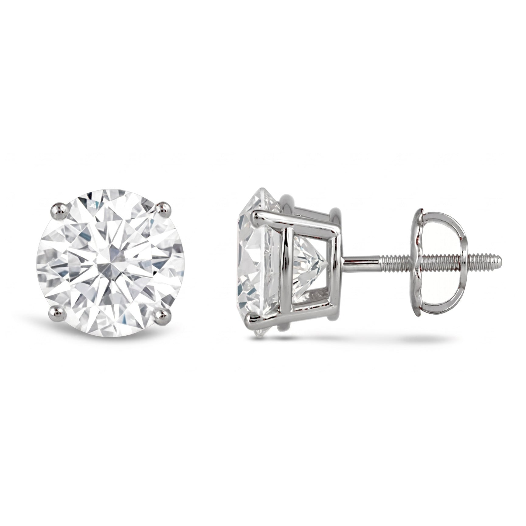 AGI Certified 2.50 CTW lab-grown diamond screw back stud earrings in 14K white gold with sparkling diamonds.