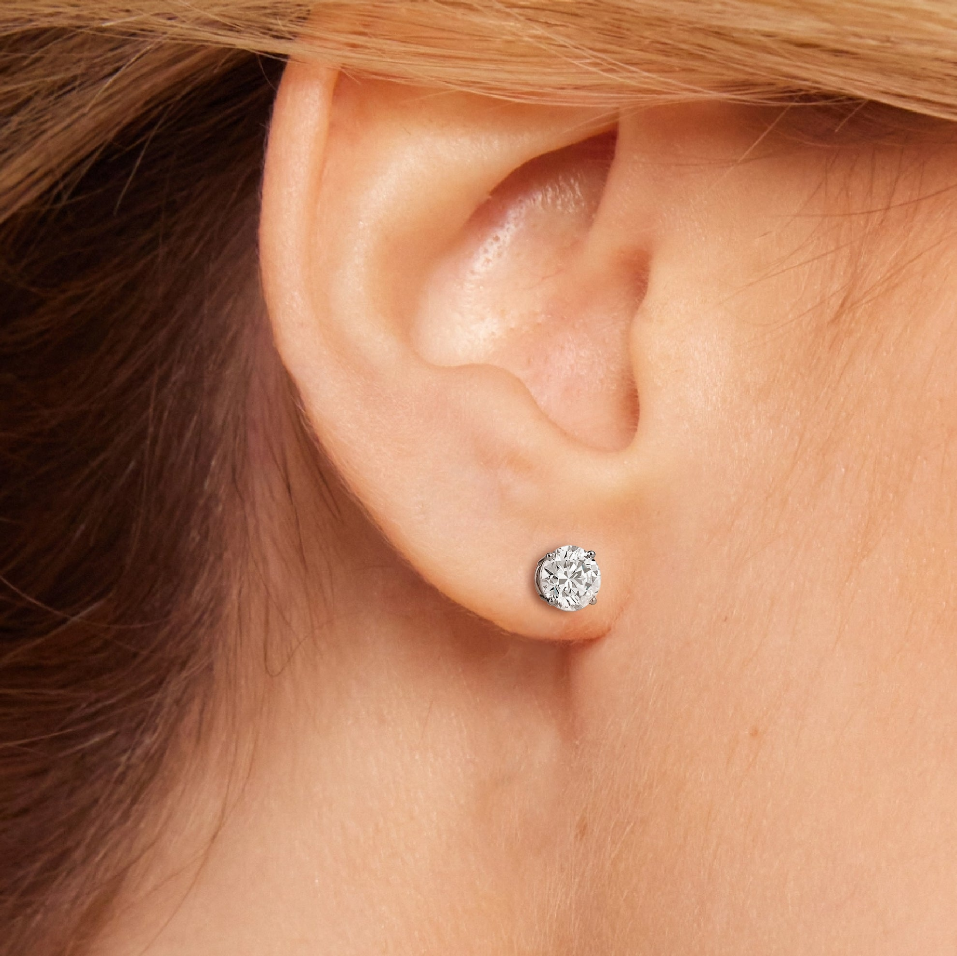 AGI Certified 2.50 CTW lab-grown diamond screw back stud earrings in 14K white gold, featuring sparkling gemstones and secure setting.