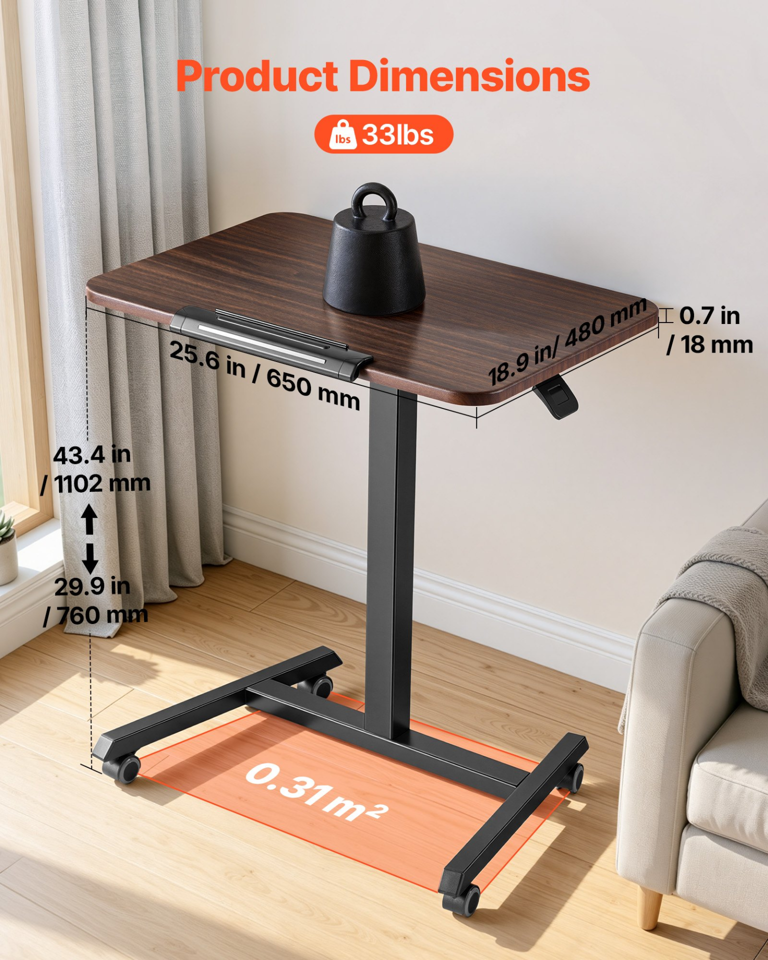 Start2Finish VEVOR standing desk with adjustable height, tilting desktop, small computer workstation on casters, mobile and ergonomic.
