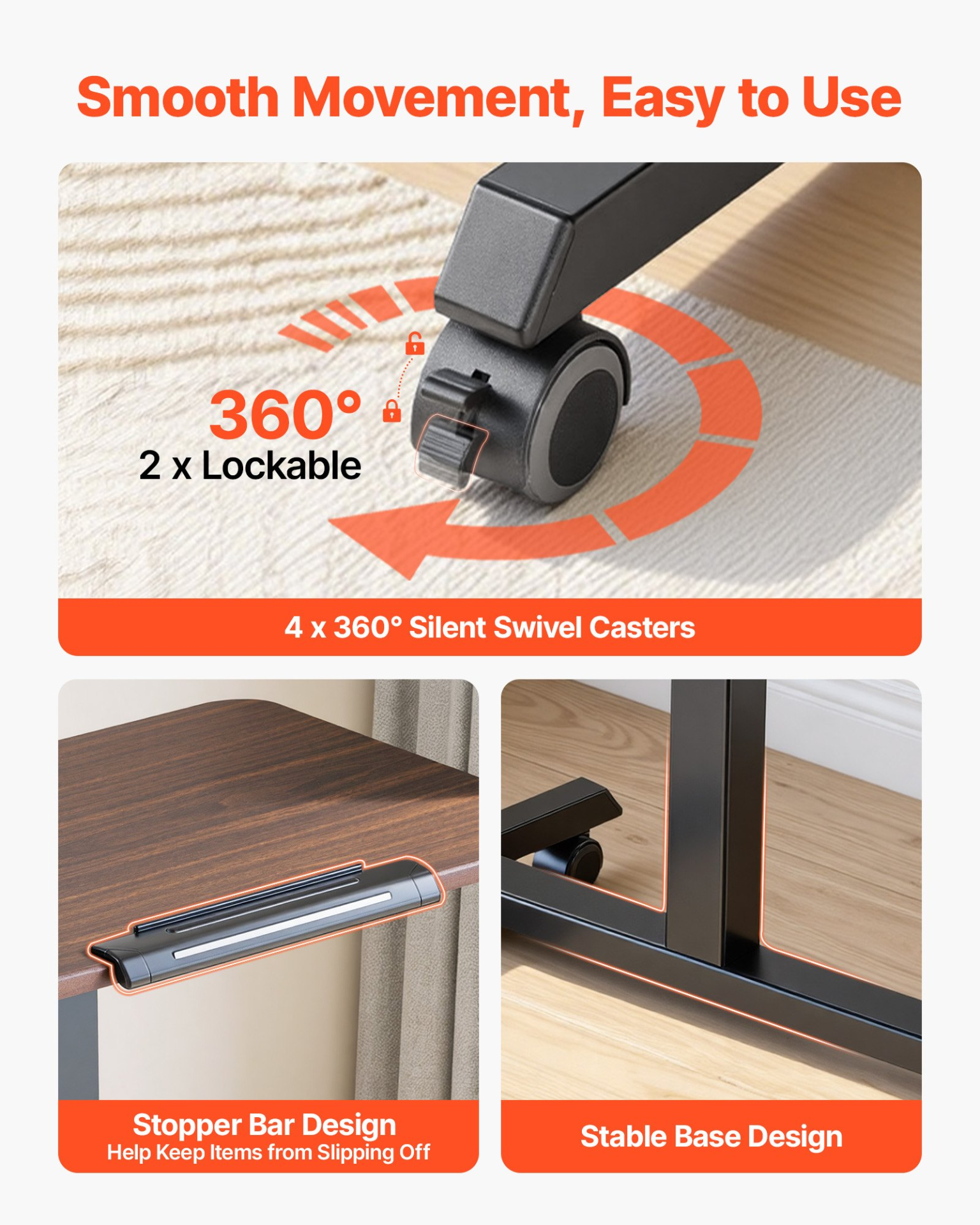 Start2Finish VEVOR adjustable standing desk with tilting desktop, mobile workstation on casters, compact computer sit-stand furniture